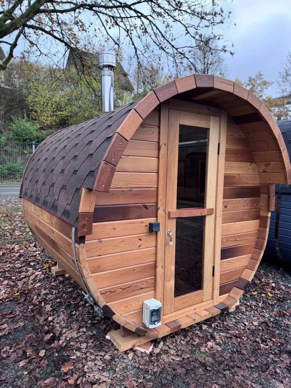 Holztür mit gehärtetem, <br>getöntem Glas und Schloss