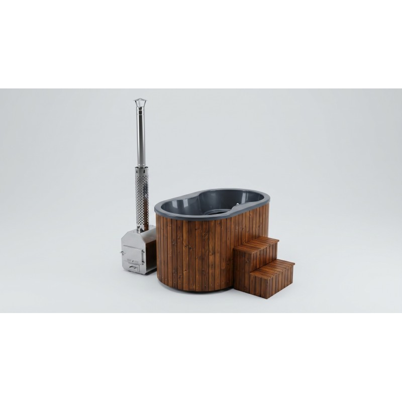 GFK Ofuro Hot Tub mit Außenofen – Sauna Zeder